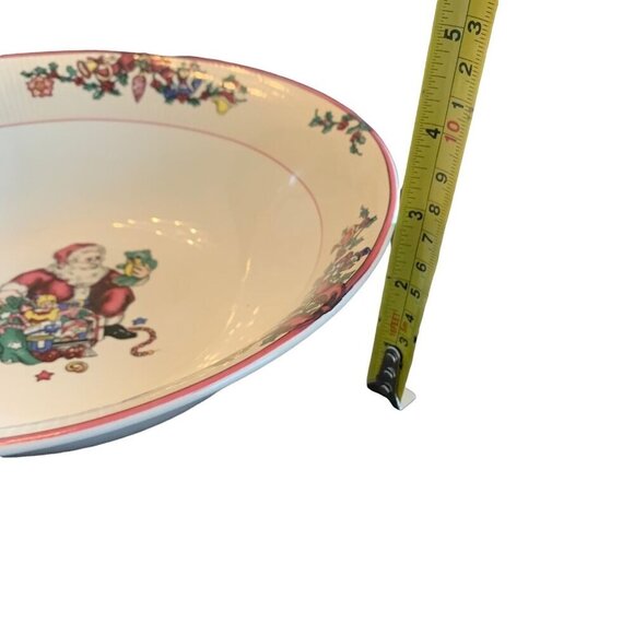 Fitz & Floyd Santas List Serving Bowl 1994 Christmas Holiday Stoneware VTG - Picture 6 of 7